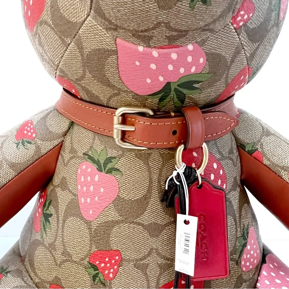 Coach Collectible Teddy Bear Logo Signature Canvas Wild Strawberry Print 16” NEW - Picture 7 of 13